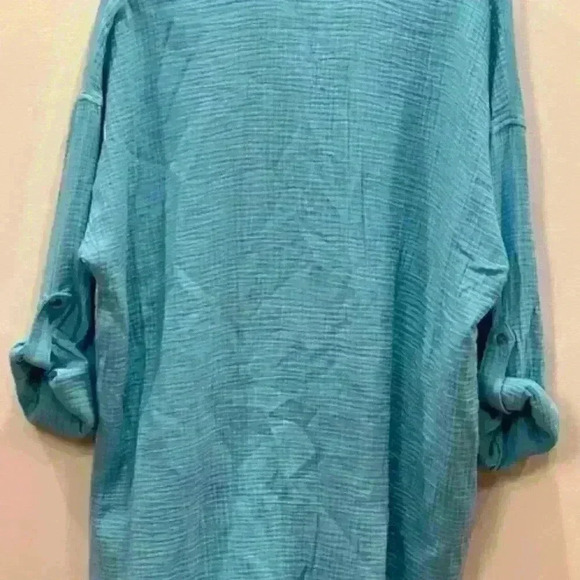 NWT!  MAGASCHONI Aqua Cotton Tunic Top Shirt Blouse Size Large AMAZING! - Picture 7 of 16